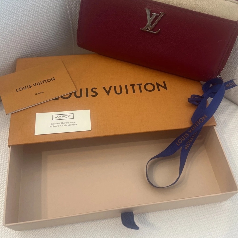 Louis Vuitton Burgundy and Beige Clutch